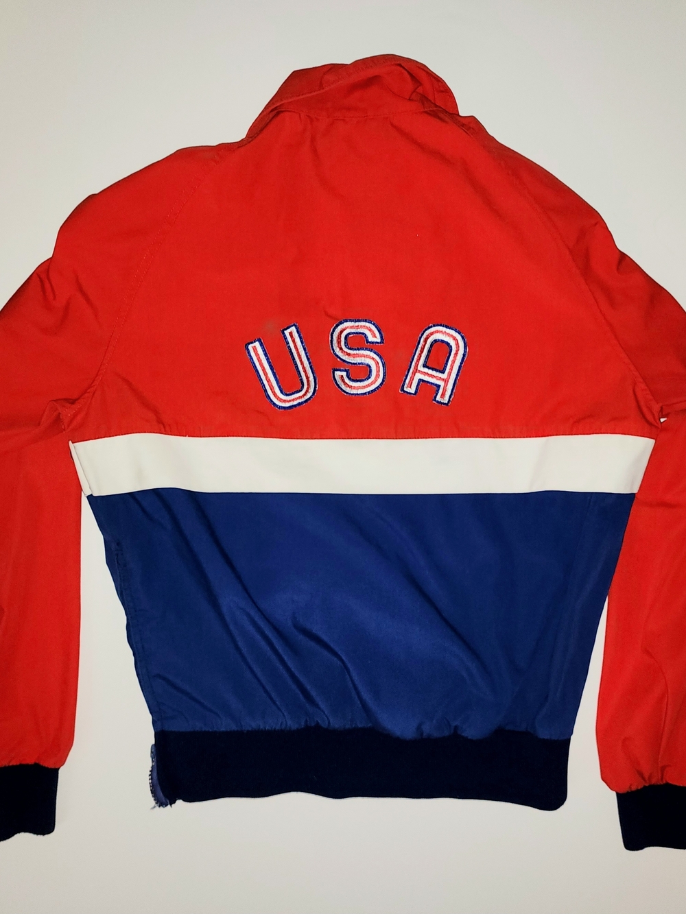 Vintage 80s Outdoor Exchange Olympics "USA" Jacket size Medium red white blue - Picture 2 of 5